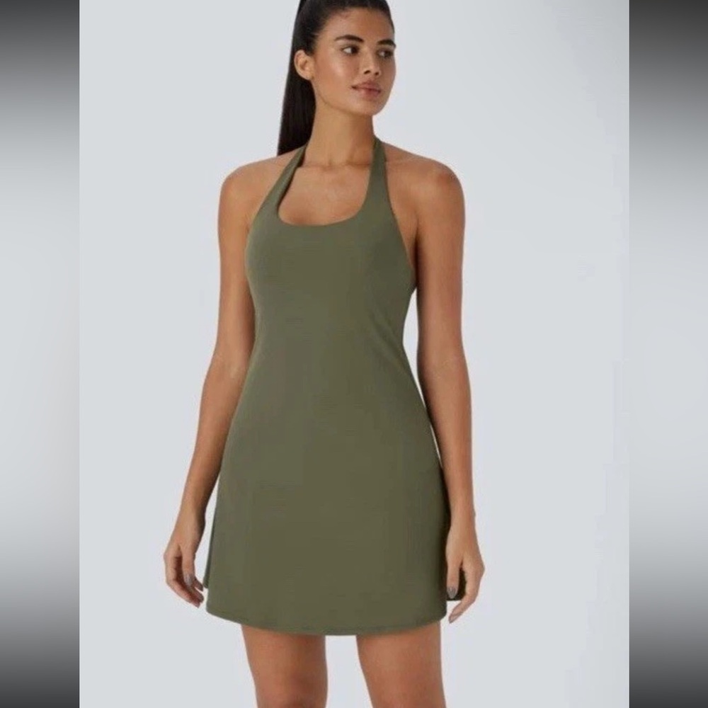 NWT Halara Softlyzero Halter Dress 2-in-1 Pocket Active Dress